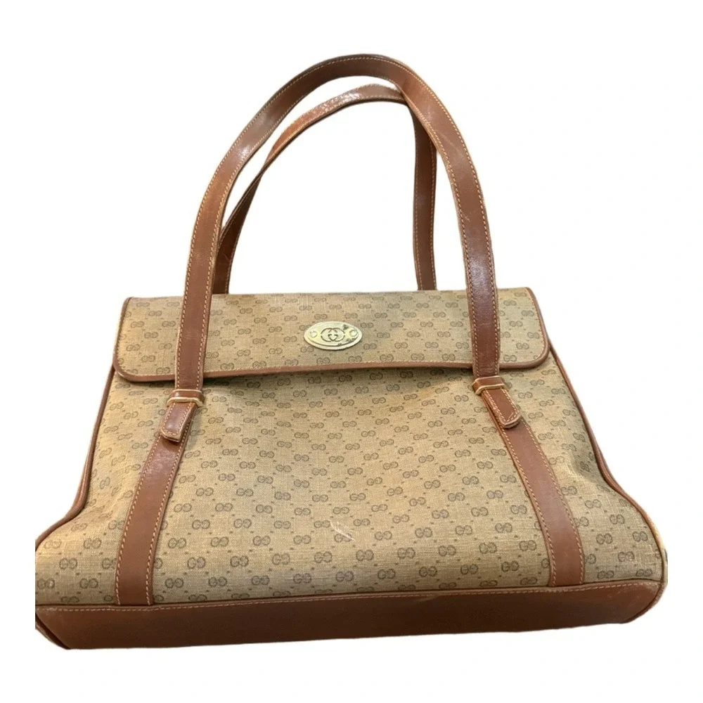 Gucci Micro GG Monogram Top Handle Bag Vintage Brown - Picture 1 of 11